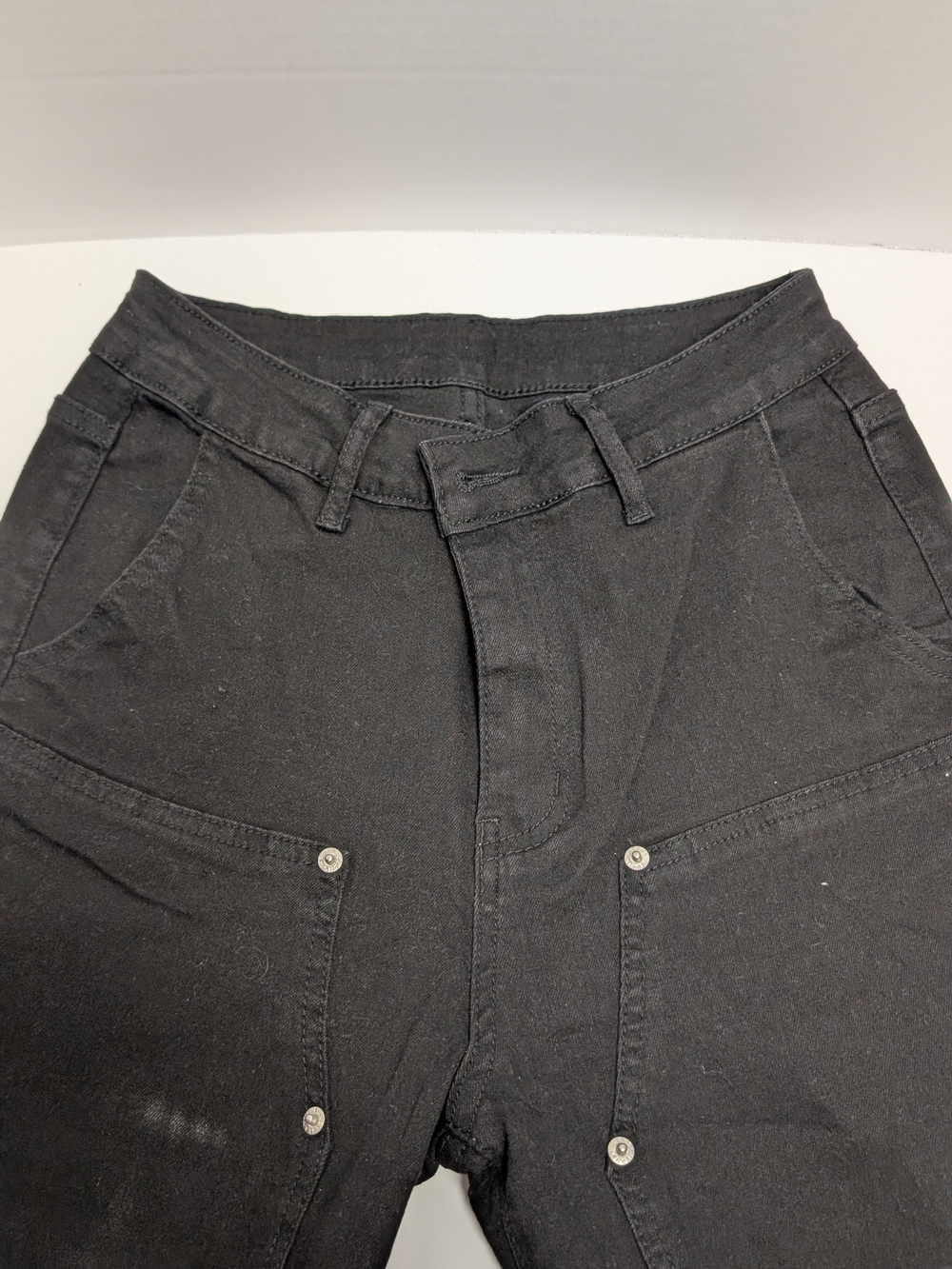 Straight-Leg Black Jeans with Utility Pockets